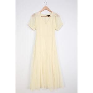 Lulu's Cream Drop Waist Dress